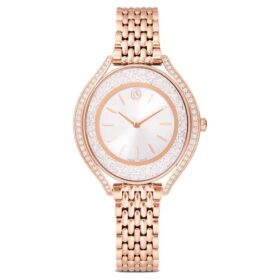 Reloj Crystalline Aura de fabricación suiza, brazalete metálico, tono oro rosa, acabado en tono oro rosa