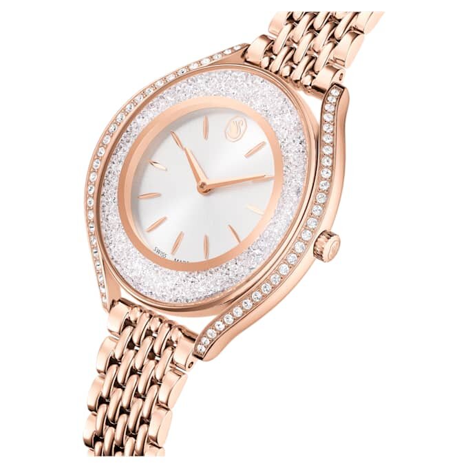 Reloj Crystalline Aura de fabricación suiza, brazalete metálico, tono oro rosa, acabado en tono oro rosa Reloj Crystalline Aura de fabricación suiza, brazalete metálico, tono oro rosa, acabado en tono oro rosa