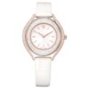 Reloj Crystalline Aura de fabricación suiza, correa de piel, blanco, acabado en tono oro rosa Reloj Crystalline Aura de fabricación suiza, correa de piel, blanco, acabado en tono oro rosa