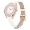 Reloj Crystalline Aura de fabricación suiza, correa de piel, blanco, acabado en tono oro rosa Reloj Crystalline Aura de fabricación suiza, correa de piel, blanco, acabado en tono oro rosa
