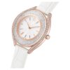 Reloj Crystalline Aura de fabricación suiza, correa de piel, blanco, acabado en tono oro rosa Reloj Crystalline Aura de fabricación suiza, correa de piel, blanco, acabado en tono oro rosa