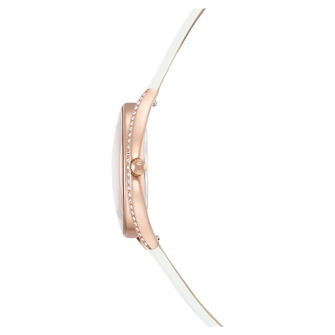 Reloj Crystalline Aura de fabricación suiza, correa de piel, blanco, acabado en tono oro rosa Reloj Crystalline Aura de fabricación suiza, correa de piel, blanco, acabado en tono oro rosa