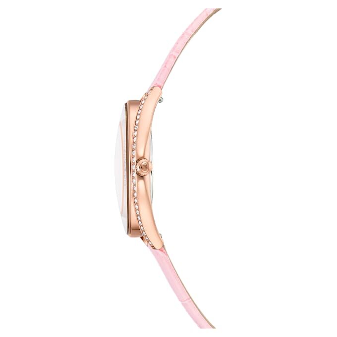 Reloj Crystalline Aura de fabricación suiza, correa de piel, rosa, acabado en tono oro rosa Reloj Crystalline Aura de fabricación suiza, correa de piel, rosa, acabado en tono oro rosa