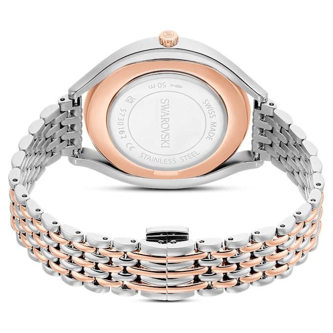 Reloj Crystalline Aura de fabricación suiza, pulsera de metal, tono oro rosa, acabado de metales combinados Reloj Crystalline Aura de fabricación suiza, pulsera de metal, tono oro rosa, acabado de metales combinados