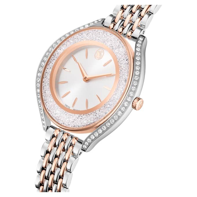 Reloj Crystalline Aura de fabricación suiza, pulsera de metal, tono oro rosa, acabado de metales combinados Reloj Crystalline Aura de fabricación suiza, pulsera de metal, tono oro rosa, acabado de metales combinados