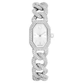 Reloj Dextera Chain de fabricación suiza, pulseras de cristales, tono plateado, acero inoxidable