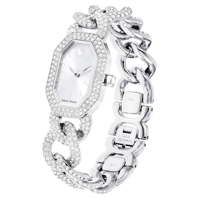 Reloj Dextera Chain de fabricación suiza, pulseras de cristales, tono plateado, acero inoxidable Reloj Dextera Chain de fabricación suiza, pulseras de cristales, tono plateado, acero inoxidable