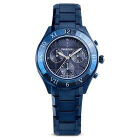 Reloj Dextera Chrono de 39 mm, fabricado en Suiza, brazalete metálico, azul, acabado azul