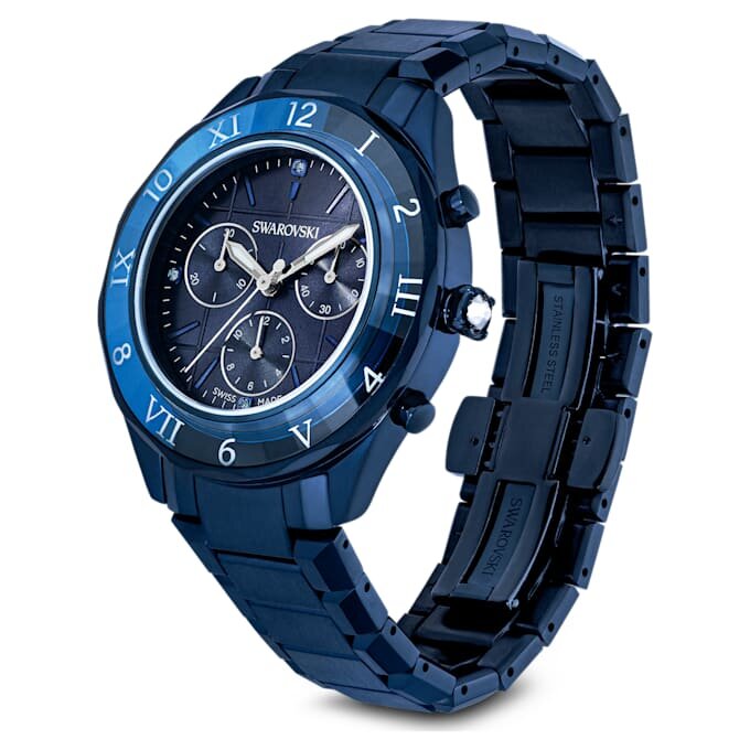 Reloj Dextera Chrono de 39 mm, fabricado en Suiza, brazalete metálico, azul, acabado azul Reloj Dextera Chrono de 39 mm, fabricado en Suiza, brazalete metálico, azul, acabado azul