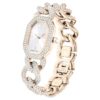 Reloj Dextera con cadena, fabricado en Suiza, pulseras de cristales, blanco, acabado en tono oro champán Reloj Dextera con cadena, fabricado en Suiza, pulseras de cristales, blanco, acabado en tono oro champán