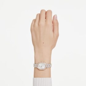 Reloj Dextera Octagon de fabricación suiza, brazalete metálico, tono plateado, acabado en tono oro rosa