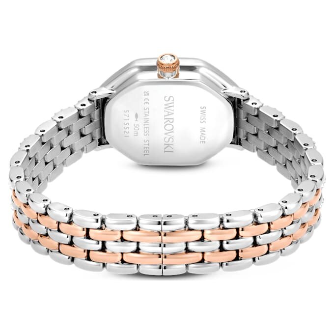 Reloj Dextera Octagon de fabricación suiza, brazalete metálico, tono plateado, acabado en tono oro rosa Reloj Dextera Octagon de fabricación suiza, brazalete metálico, tono plateado, acabado en tono oro rosa