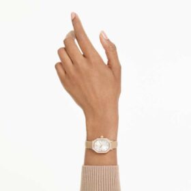Reloj Dextera Octagon de fabricación suiza, correa de piel, marrón, acabado en tono oro rosa