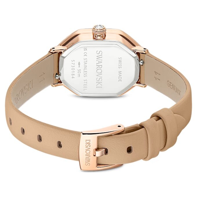 Reloj Dextera Octagon de fabricación suiza, correa de piel, marrón, acabado en tono oro rosa Reloj Dextera Octagon de fabricación suiza, correa de piel, marrón, acabado en tono oro rosa