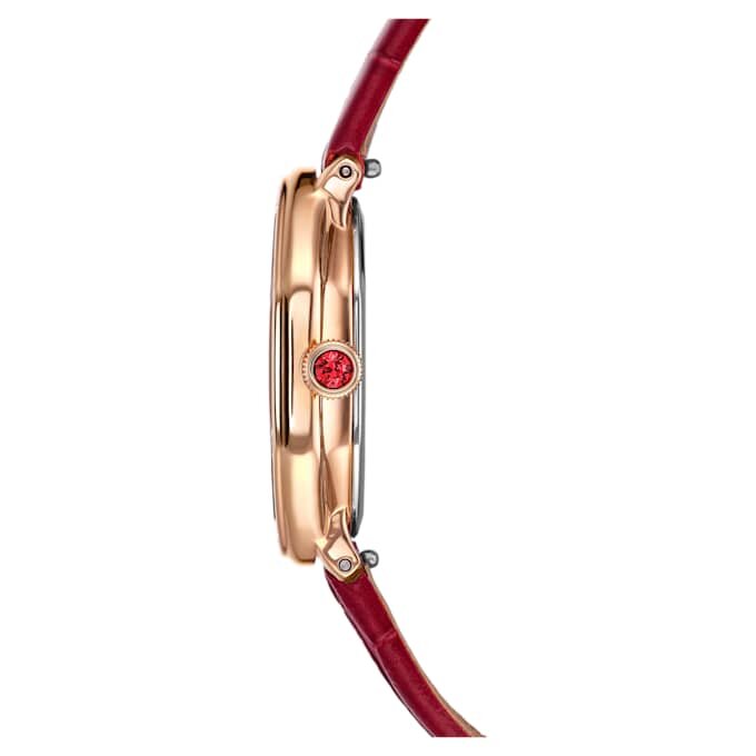 Reloj Dextera Octagon de fabricación suiza, correa de piel, rojo, acabado en tono oro rosa Reloj Dextera Octagon de fabricación suiza, correa de piel, rojo, acabado en tono oro rosa