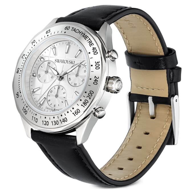Reloj Dextera Tachymetre de fabricación suiza, correa de piel, tono plateado, acero inoxidable Reloj Dextera Tachymetre de fabricación suiza, correa de piel, tono plateado, acero inoxidable