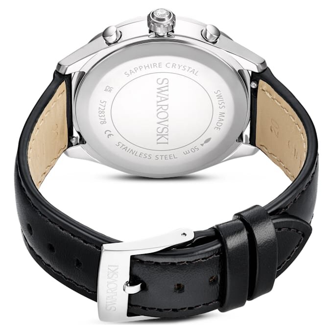 Reloj Dextera Tachymetre de fabricación suiza, correa de piel, tono plateado, acero inoxidable Reloj Dextera Tachymetre de fabricación suiza, correa de piel, tono plateado, acero inoxidable