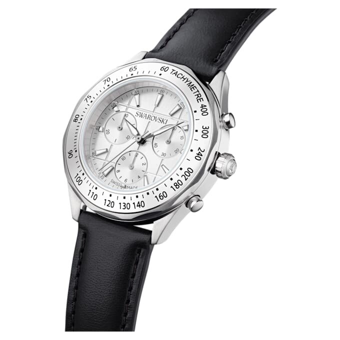 Reloj Dextera Tachymetre de fabricación suiza, correa de piel, tono plateado, acero inoxidable Reloj Dextera Tachymetre de fabricación suiza, correa de piel, tono plateado, acero inoxidable