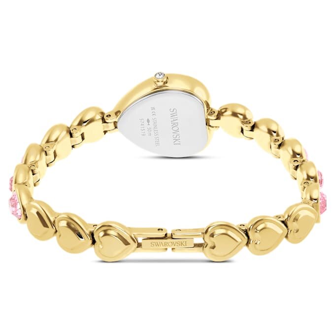 Reloj Idyllia Heart con pulsera de cristal, rosa, acabado dorado Reloj Idyllia Heart con pulsera de cristal, rosa, acabado dorado