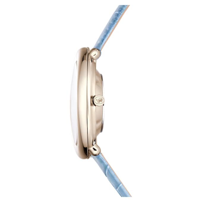 Reloj Imber Oval de fabricación suiza, correa de piel, azul, acabado en tono dorado champán Reloj Imber Oval de fabricación suiza, correa de piel, azul, acabado en tono dorado champán