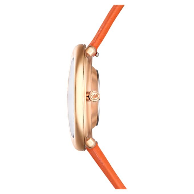 Reloj Imber Oval de fabricación suiza, correa de piel, naranja, acabado en tono oro rosa Reloj Imber Oval de fabricación suiza, correa de piel, naranja, acabado en tono oro rosa