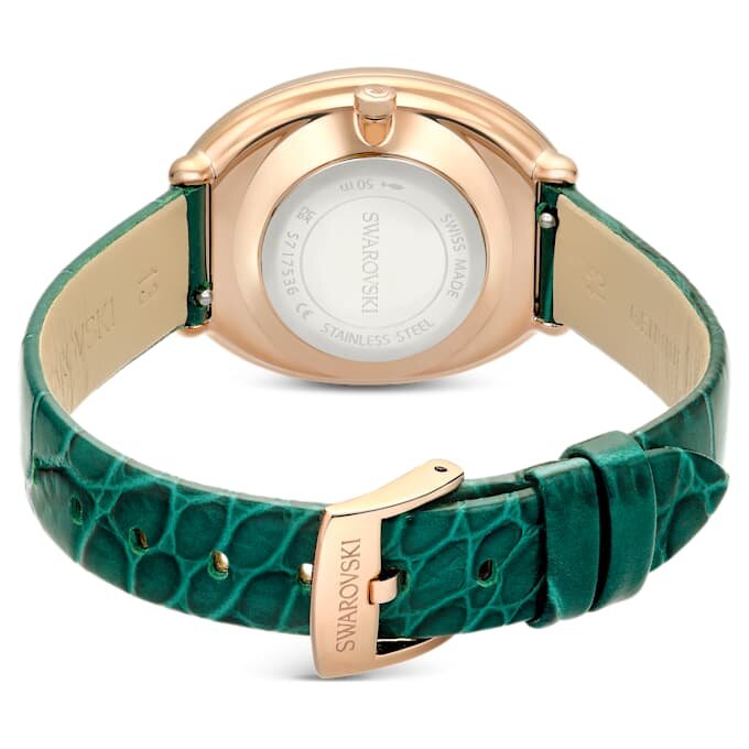 Reloj Imber Oval de fabricación suiza, correa de piel, verde, acabado en tono oro rosa Reloj Imber Oval de fabricación suiza, correa de piel, verde, acabado en tono oro rosa