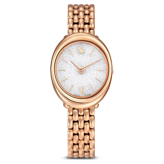 Reloj Imber Oval de fabricación suiza, pulsera metálica, tono dorado, acabado en tono oro rosa Reloj Imber Oval de fabricación suiza, pulsera metálica, tono dorado, acabado en tono oro rosa