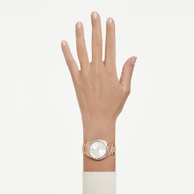 Reloj Matrix con fecha, fabricado en Suiza, brazalete metálico, tono oro rosa, acabado en tono oro rosa Reloj Matrix con fecha, fabricado en Suiza, brazalete metálico, tono oro rosa, acabado en tono oro rosa