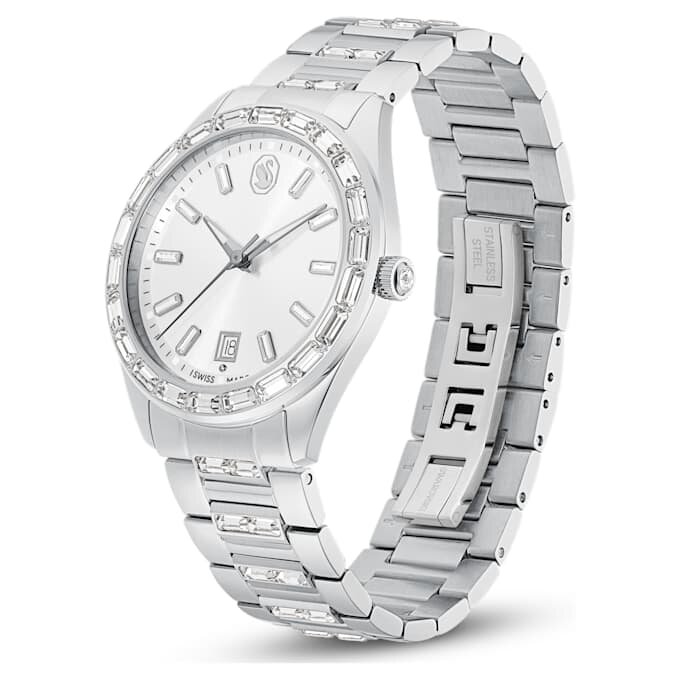 Reloj Matrix Date de fabricación suiza, pulsera de metal, tono plateado, acero inoxidable Reloj Matrix Date de fabricación suiza, pulsera de metal, tono plateado, acero inoxidable