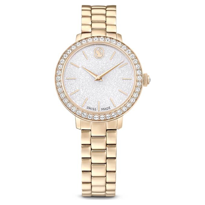 Reloj Matrix de 3 eslabones, fabricado en Suiza, brazalete de metal, tono dorado, acabado en tono dorado champán Reloj Matrix de 3 eslabones, fabricado en Suiza, brazalete de metal, tono dorado, acabado en tono dorado champán