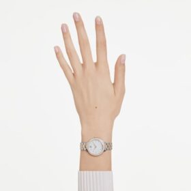 Reloj Matrix de 3 eslabones, fabricado en Suiza, brazalete metálico, tono plateado, acabado en tono oro rosa