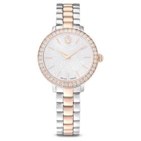 Reloj Matrix de 3 eslabones, fabricado en Suiza, brazalete metálico, tono plateado, acabado en tono oro rosa