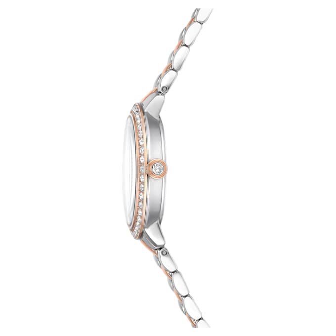 Reloj Matrix de 3 eslabones, fabricado en Suiza, brazalete metálico, tono plateado, acabado en tono oro rosa Reloj Matrix de 3 eslabones, fabricado en Suiza, brazalete metálico, tono plateado, acabado en tono oro rosa