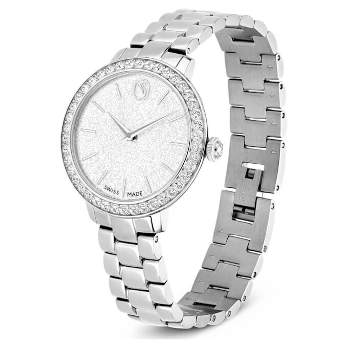 Reloj Matrix de 3 eslabones, fabricado en Suiza, brazalete metálico, tono plateado, acero inoxidable Reloj Matrix de 3 eslabones, fabricado en Suiza, brazalete metálico, tono plateado, acero inoxidable