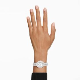 Reloj Matrix Octagon con corte baguette, pulsera de metal, tono plateado, acero inoxidable