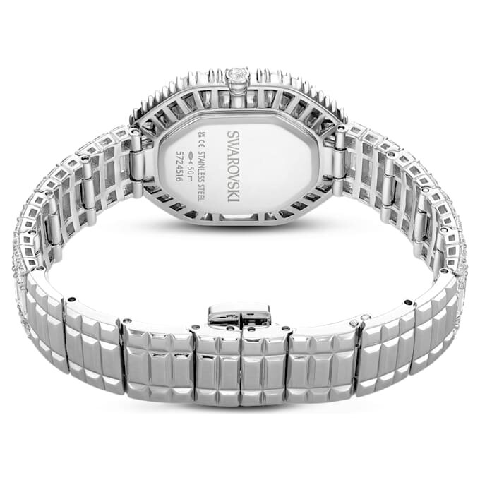 Reloj Matrix Octagon con corte baguette, pulsera de metal, tono plateado, acero inoxidable Reloj Matrix Octagon con corte baguette, pulsera de metal, tono plateado, acero inoxidable