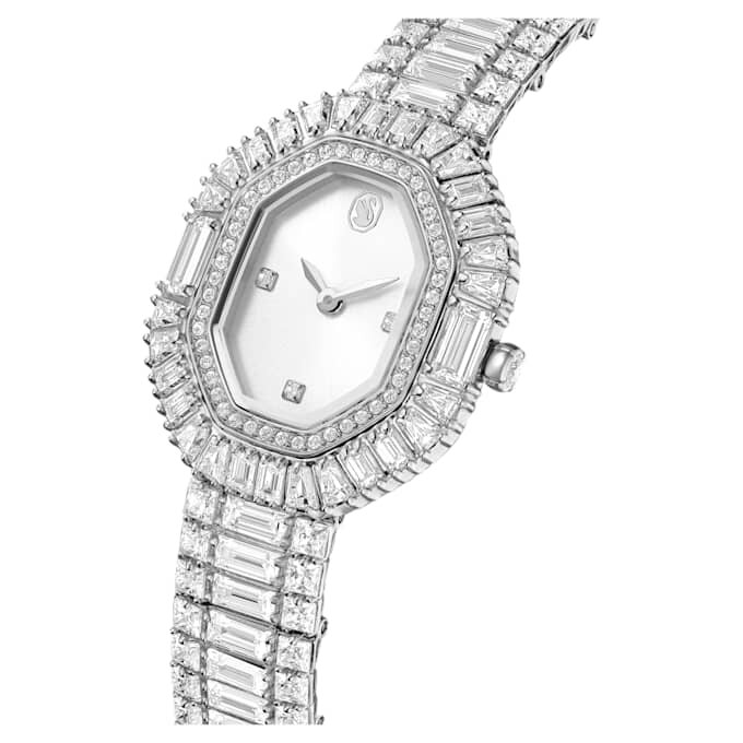 Reloj Matrix Octagon con corte baguette, pulsera de metal, tono plateado, acero inoxidable Reloj Matrix Octagon con corte baguette, pulsera de metal, tono plateado, acero inoxidable