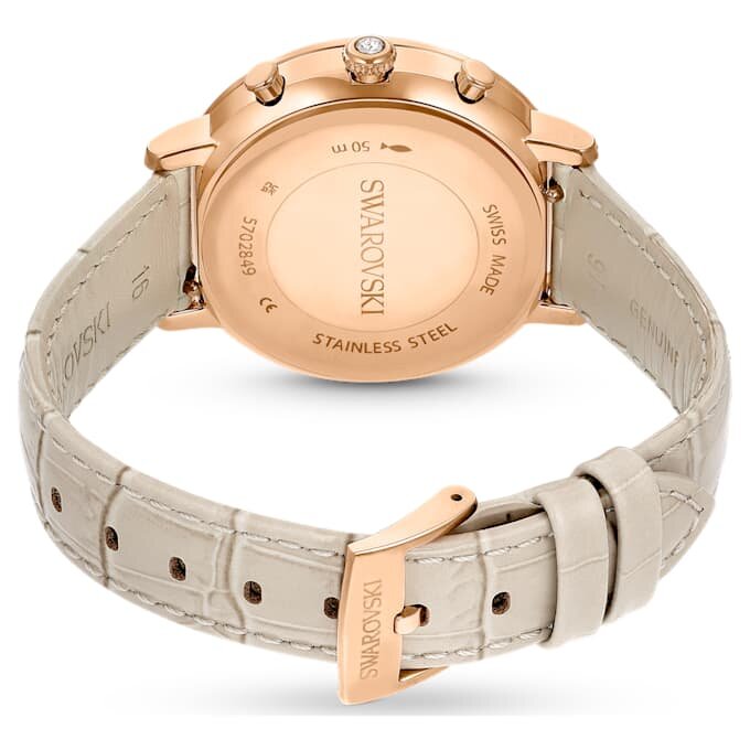 Reloj Matrix Tennis Chrono de fabricación suiza, correa de piel, color beige, acabado en tono oro rosa Reloj Matrix Tennis Chrono de fabricación suiza, correa de piel, color beige, acabado en tono oro rosa
