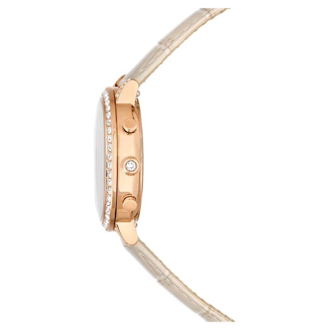 Reloj Matrix Tennis Chrono de fabricación suiza, correa de piel, color beige, acabado en tono oro rosa Reloj Matrix Tennis Chrono de fabricación suiza, correa de piel, color beige, acabado en tono oro rosa