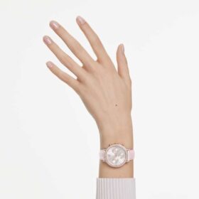 Reloj Matrix Tennis Chrono de fabricación suiza, correa de piel, rosa, acabado en tono oro rosa