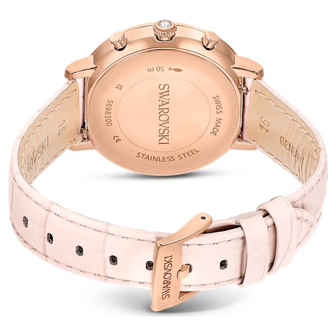 Reloj Matrix Tennis Chrono de fabricación suiza, correa de piel, rosa, acabado en tono oro rosa Reloj Matrix Tennis Chrono de fabricación suiza, correa de piel, rosa, acabado en tono oro rosa