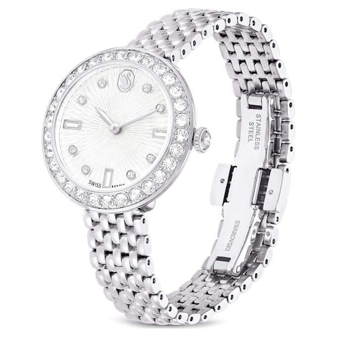 Reloj Matrix Tennis de 7 eslabones, fabricado en Suiza, brazalete de metal, tono plateado, acero inoxidable Reloj Matrix Tennis de 7 eslabones, fabricado en Suiza, brazalete de metal, tono plateado, acero inoxidable