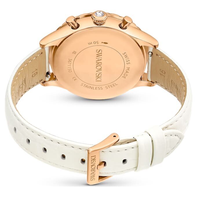 Reloj Octea Chrono de fabricación suiza, correa de piel, blanco, acabado en tono oro rosa Reloj Octea Chrono de fabricación suiza, correa de piel, blanco, acabado en tono oro rosa