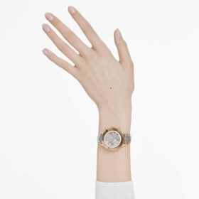 Reloj Octea Chrono de fabricación suiza, correa de piel, gris, acabado en tono oro rosa
