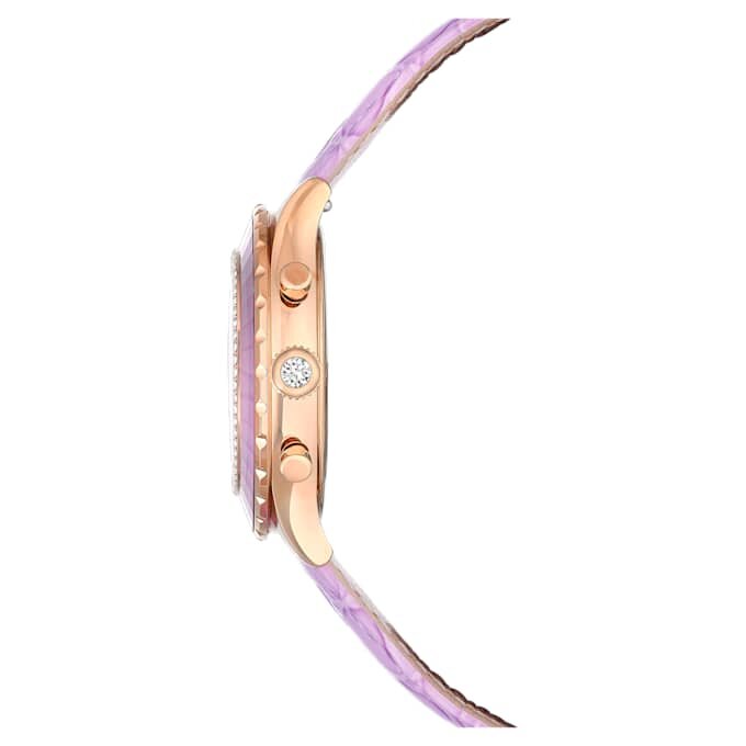 Reloj Octea Chrono de fabricación suiza, correa de piel, morado, acabado en tono oro rosa Reloj Octea Chrono de fabricación suiza, correa de piel, morado, acabado en tono oro rosa