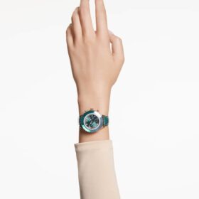 Reloj Octea Chrono de fabricación suiza, correa de piel, verde, acabado en tono oro rosa