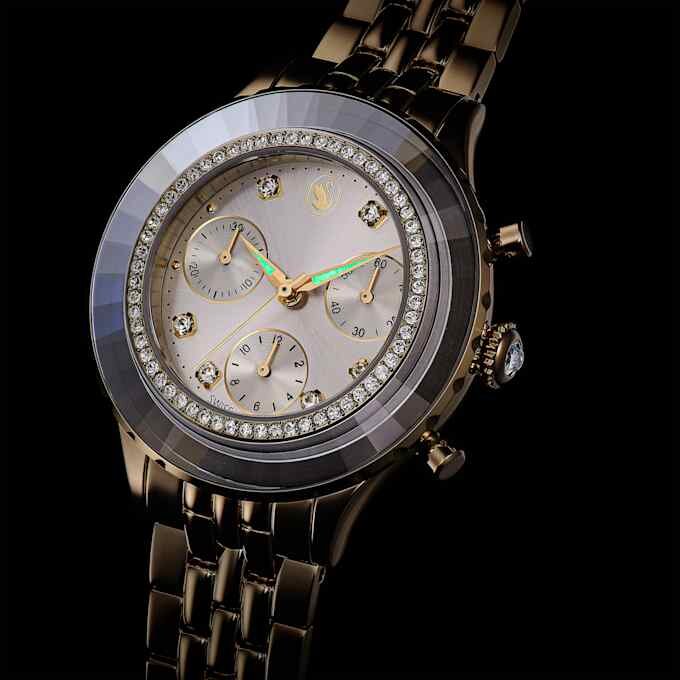 Reloj Octea Chrono de fabricación suiza, pulsera metálica, tono dorado, acabado en tono dorado champán Reloj Octea Chrono de fabricación suiza, pulsera metálica, tono dorado, acabado en tono dorado champán