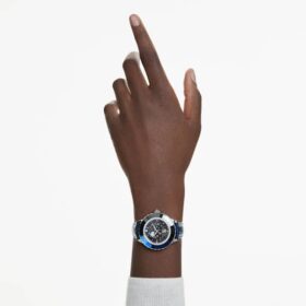 Reloj Octea Moon de fabricación suiza, Luna, correa de piel, azul, acero inoxidable