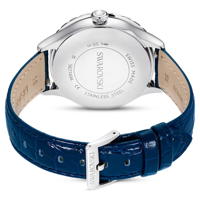 Reloj Octea Moon de fabricación suiza, Luna, correa de piel, azul, acero inoxidable Reloj Octea Moon de fabricación suiza, Luna, correa de piel, azul, acero inoxidable