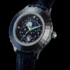 Reloj Octea Moon de fabricación suiza, Luna, correa de piel, azul, acero inoxidable Reloj Octea Moon de fabricación suiza, Luna, correa de piel, azul, acero inoxidable
